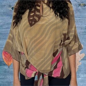 Vintage Silk Handmade Tie Back Blouse Babocho For Nicole Size L Or M